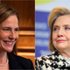 Amy Coney Barrett (Greg Nash-Pool/Getty Images); Hillary Clinton (Andreas Rentz/Getty Images)